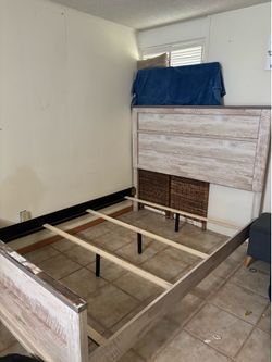 Queen bed frame with matching night stands