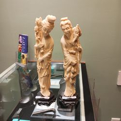 Antique Chinese Carved Bone Statues. 