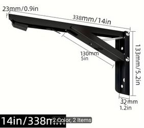 New, never used 4 piece heavy duty metal folding shelf brackets.