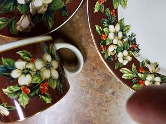 8 place setting of holiday china