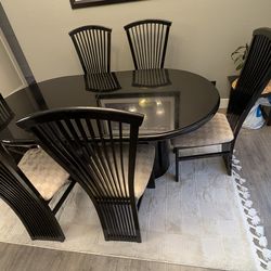 Black Modern Dining Table with 6 Chairs