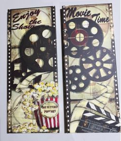Movie Time - Two 8x20in Stretched Canvas