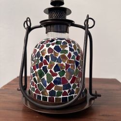 Lantern Style Mosaic Glass Candle Holder