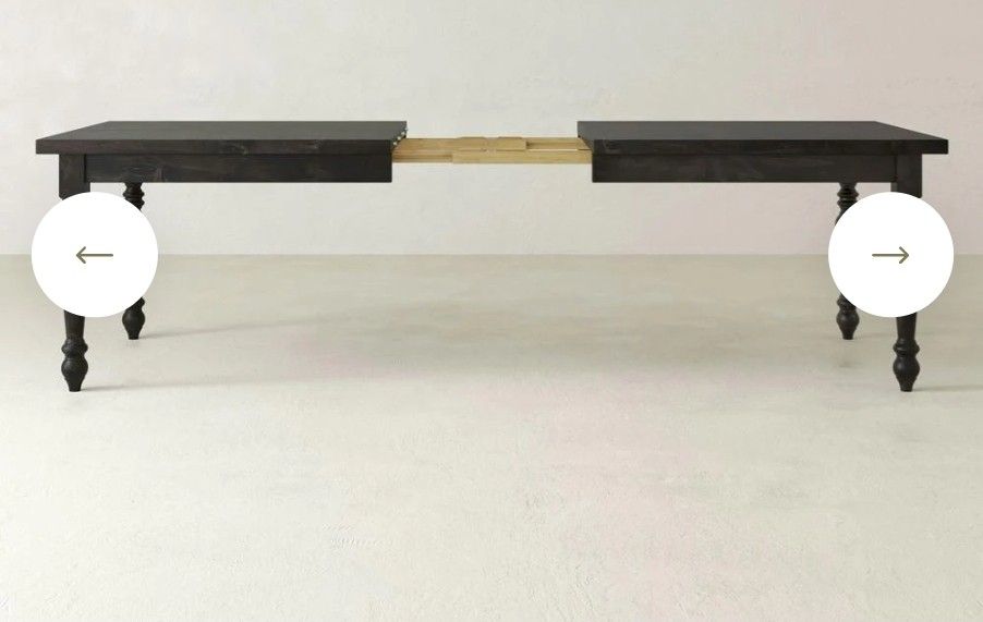 James + James, French Country Expandable Dining Table 30H x 42W x 108L, Charred Ember,