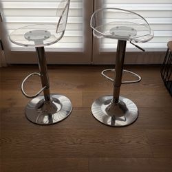 Two - CB2 Acrylic Barstools - Like New