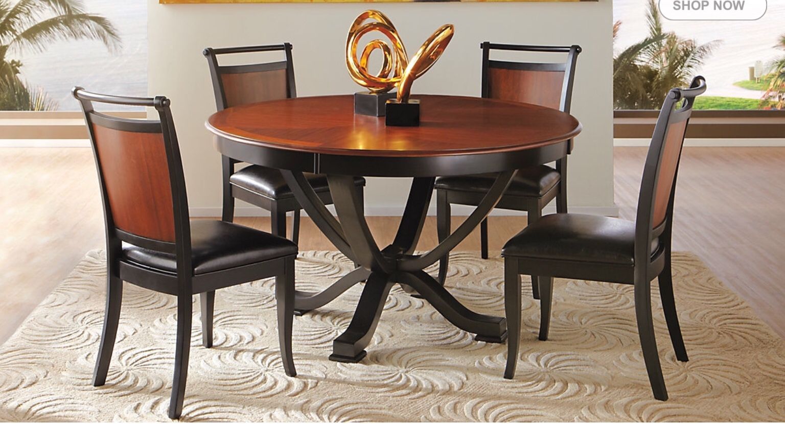 Dark cherry wood dining room set for 4!