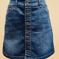 INC Denim Button Skirt Regular Fit, Size 10