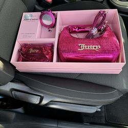 New Pink Juicy Couture Crossbody Bag Purse Handbag + Pouch + Charm Gift Set