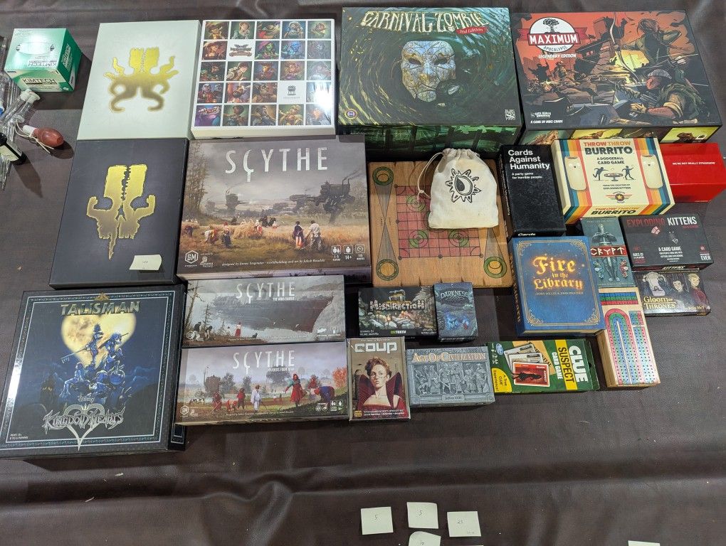 Board Game sale, Scythe, Kickstarter And Party Games