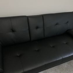 Leather Futon (w/ cupholders) - BRAND NEW 