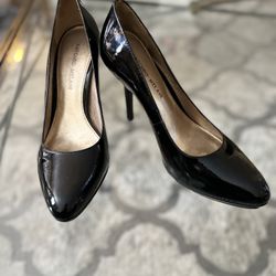 Black patent leather heels
