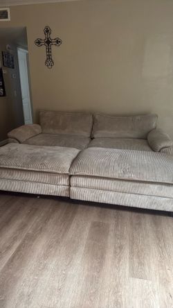 Beige corduroy couch