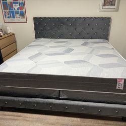 NEW BED FRAME KING SIZE WITH MATTRESS AND BOX SPRING