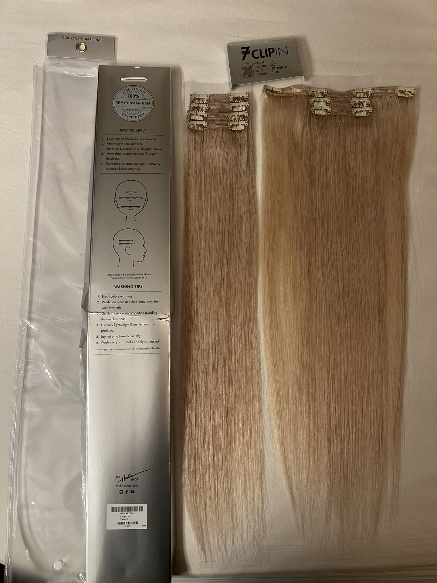 The Hair Shop - 22” Clip-in extensions - #60 Platinum