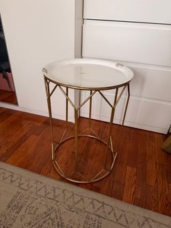 Gold & White Accent Side Table