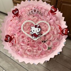 Hello Kitty Ramo Buchon Flower Roses Bouquet
