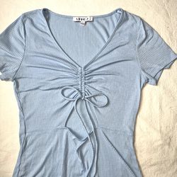 Blue Ribbed Scrunch Top Dress