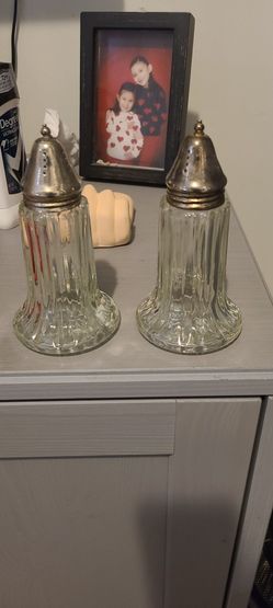 Vintage Glass Salt And Pepper Shakers