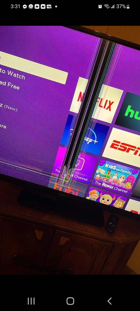 ( READ READ AD )...55" SMART TV. GRANDSON HIT THE FRONT GOT LINES IN IT.. 35.00 NO LESS