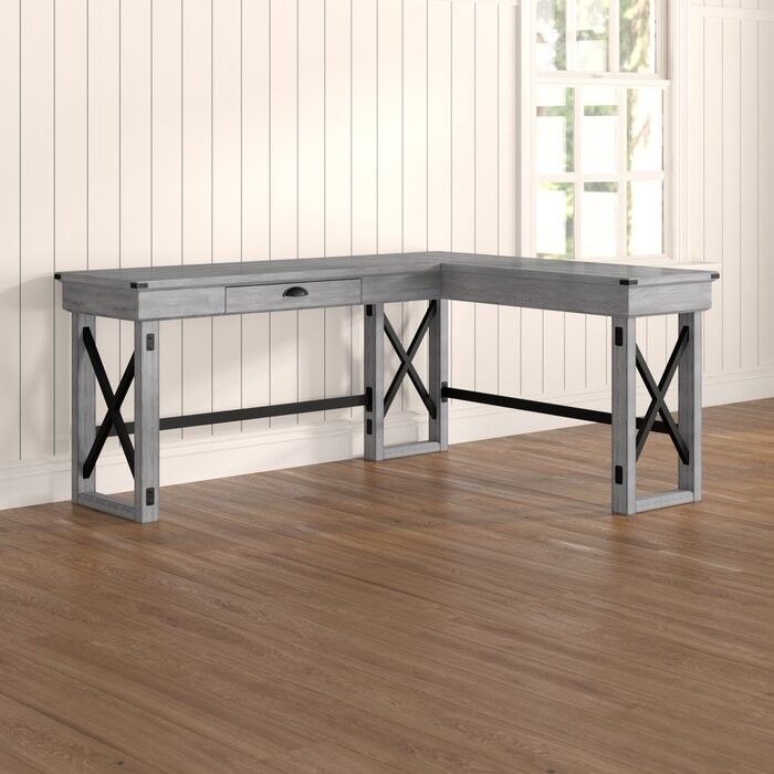 Wayfair Louva L-Shaped Office Standing Desk Modern Farmhouse Rustic Grey
