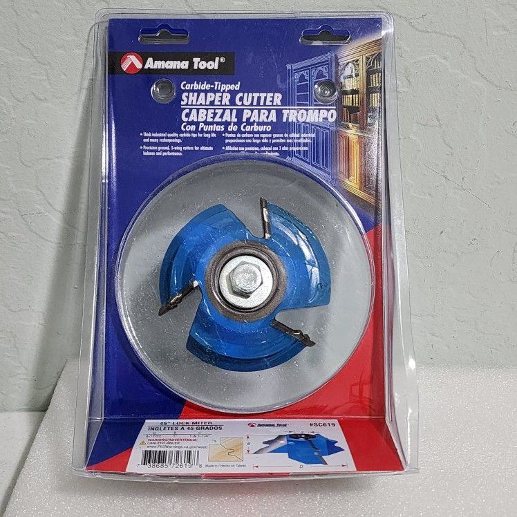 Amana Tool - SC619 Carbide Tipped 3-Wing Lock Miter 45 Deg x 4-17/32 Dia x 1 & 1