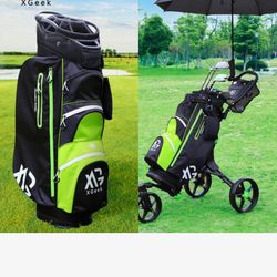 Brand new black and green golf bags for $70