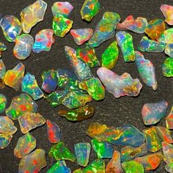 Mix Of Black Fire Opal And Ethiopian Fire Opal Rough Polished Gemstones 10pcs. 
