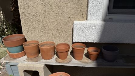 Terra Cotta Clay Cylinder Pot × 7