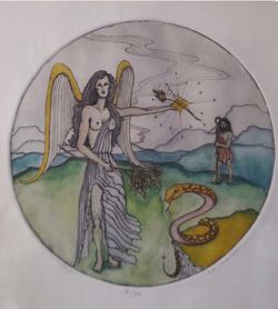 Vintage 1970 Signed Eve Markstein Virgo Surrealist Art Print Framed