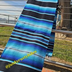 New Black Blue 5x7 Serape Sarape Zarape Mexican Blanket