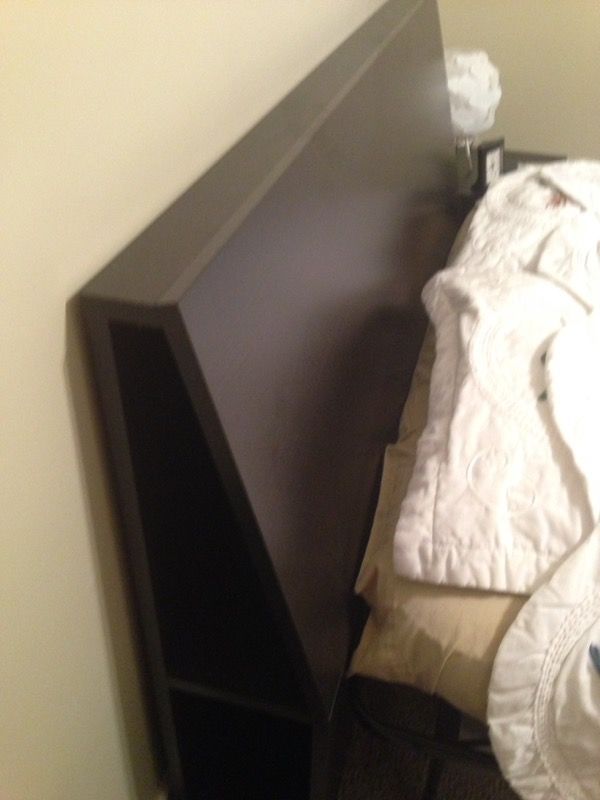 IKEA OPPDAL Headboard with storage compartment (black-brown)