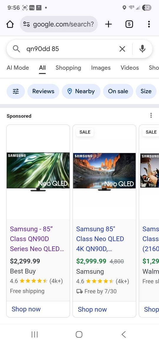 Samsung - 85” Class QN90D Series Neo QLED 4K Mini LED Smart Tizen TV (2024)