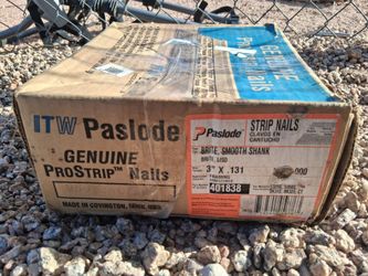 box of  Paslode 3"  Paslode.Length: .....3 inches.Diameter Framing Nails for nail Gun ....(Shank designed for nested, high-density collation  (typical