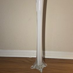 Eiffel Tower Glass Vase 19" White