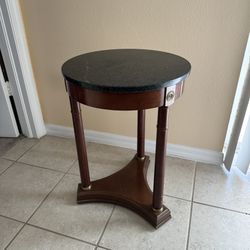 Wood and marble top side table 