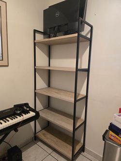 5-Tier Metal and Wood Bookshelf