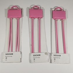 LOT OF 3 IKEA SOCKER PLANTER MARKERS SPRING SUMMER GARDEN PLANT MARKERS PINK 2 PACKS 