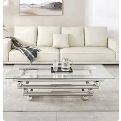 Silver Glass Coffee Table $180