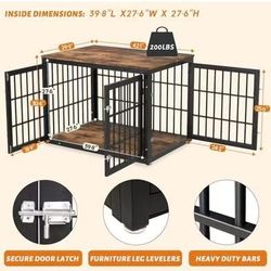 😀 Rustic Heavy Duty Dog Crate Furniture for Large and Medium Dogs, Decorative Pet House End Table, Wooden Cage Kennel Furniture Indoor