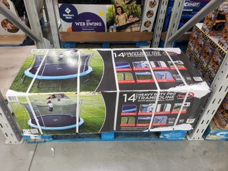 14' Trampoline with basketball hoop