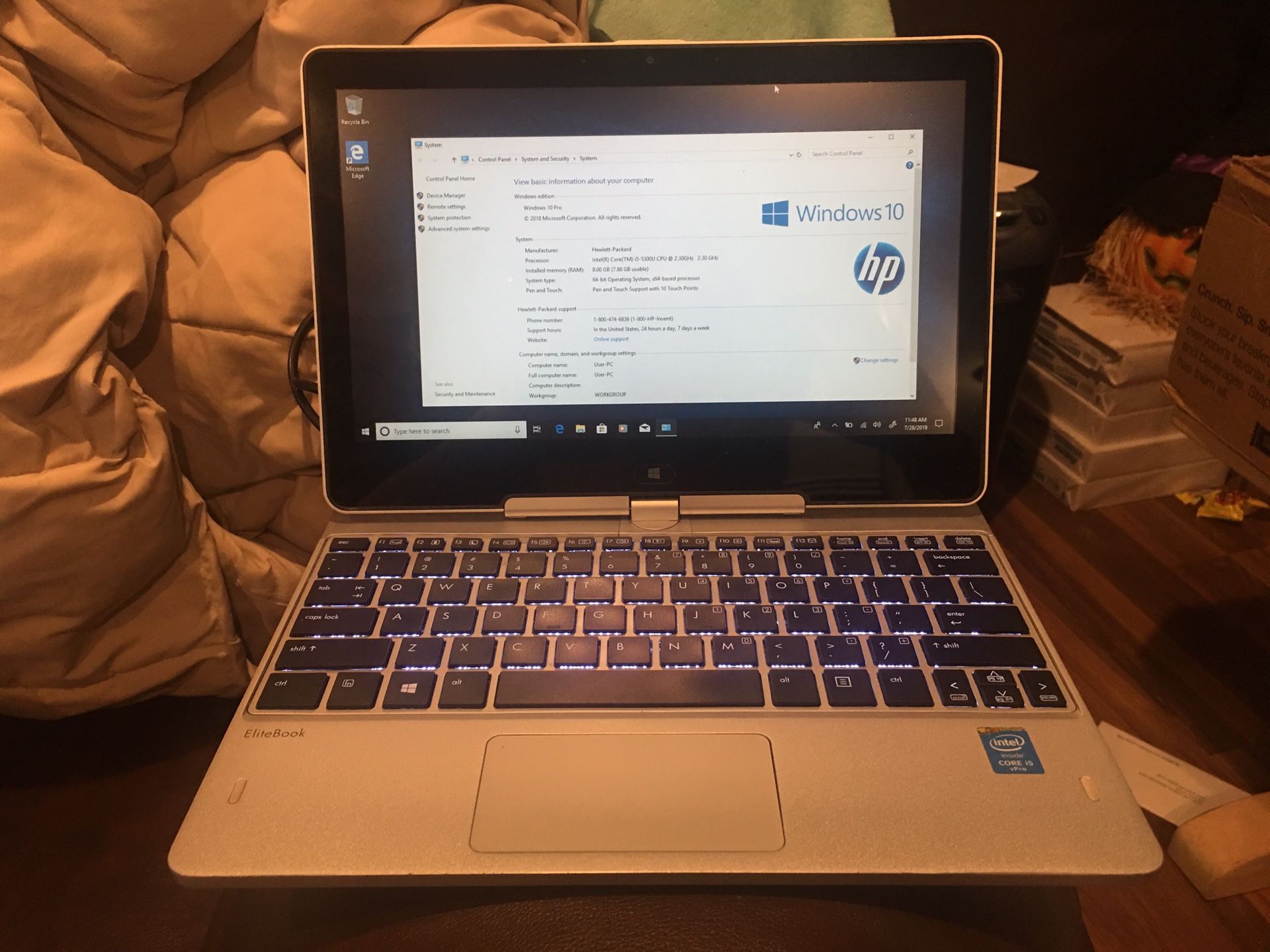 12” HP “2in1” 5th Gen Laptop / Tablet - 8 Gigs Mem - SSD!