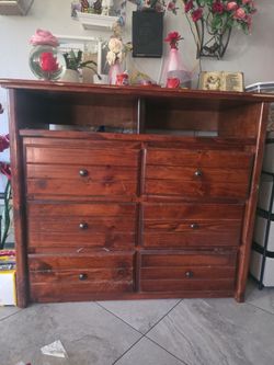 Rustic Wood Dresser with Open Shelves