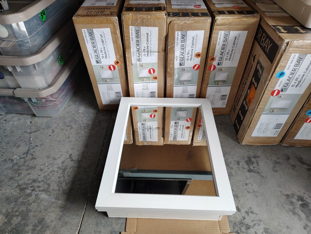 Small Medicine Cabinet 15 X 19 White Frame Outside or Inside Wall