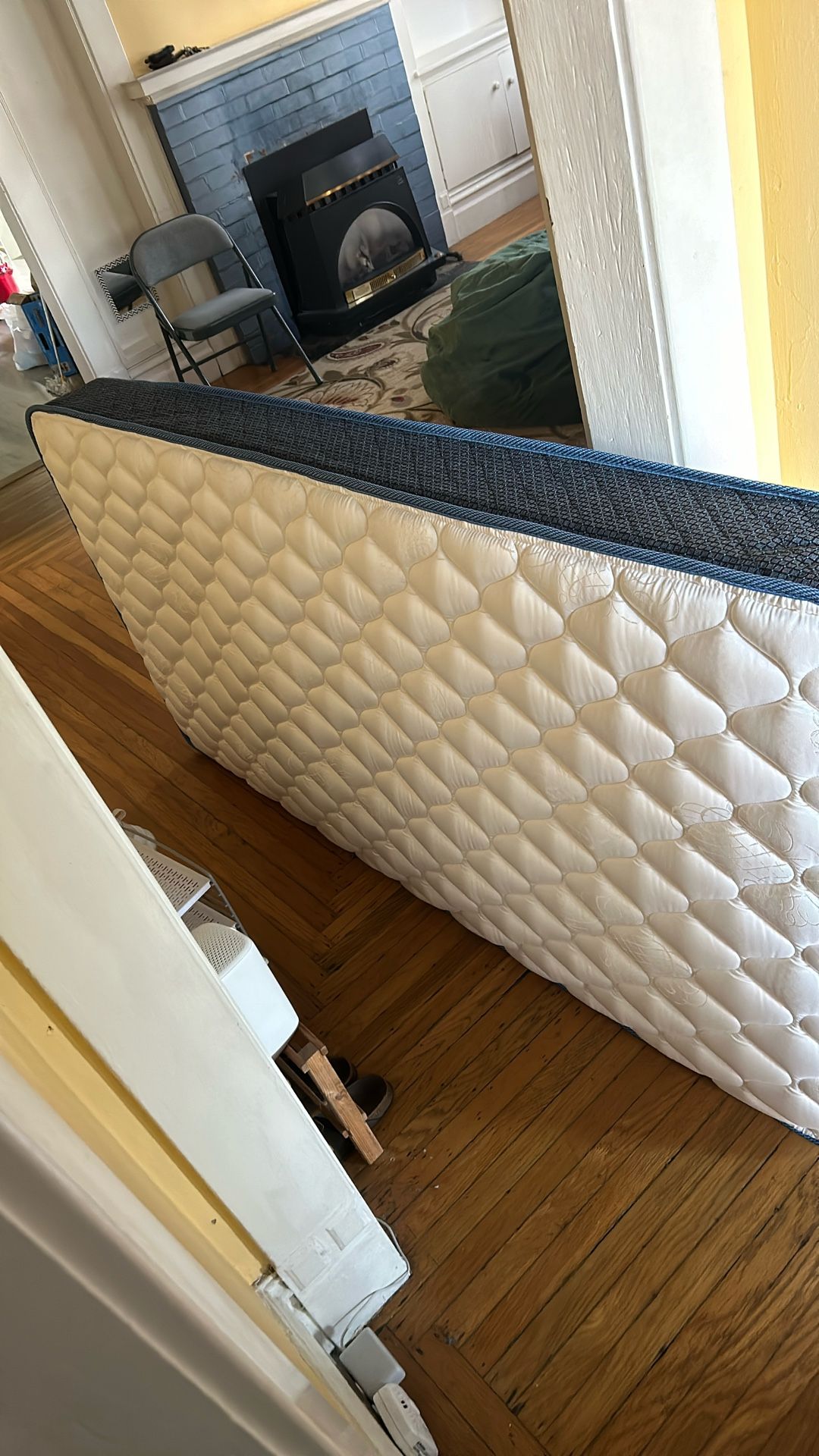 Desk, Chair, entertainment center, Twin Mattress