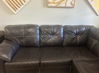 Brown faux sectional