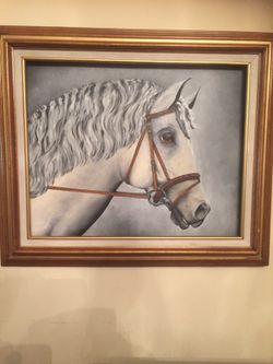 Oil on canvas HORSE framed Painting by local artist 21 x 24"