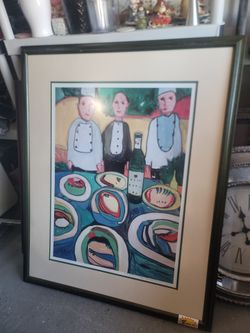 Framed Art Print Chefs and Dining Scene