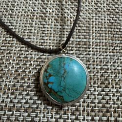 Vintage Tibetan Sterling Silver 925 Turquoise Pendant /amulet