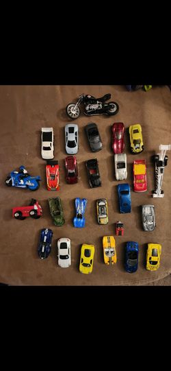 Mixed Lot of Die-Cast Toy Cars and Motorcycles