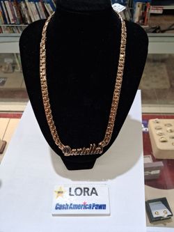 Daniella Gold-Tone Name Plate Chain Necklace